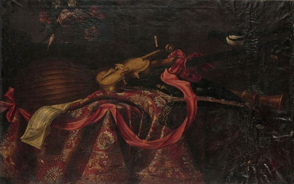 Evaristo Baschenis (Bergamo 1617-1677), cerchia di Natura morta con violino