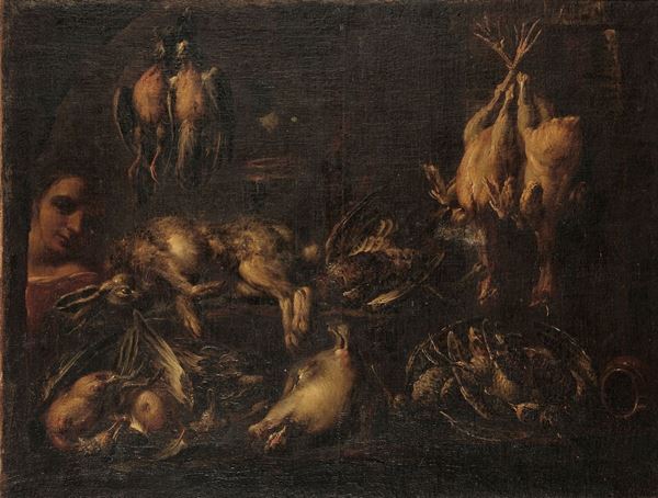Felice Boselli (Piacenza 1650 - Parma 1732) Interno di cucina con cacciagione
