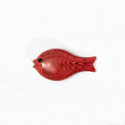 Ken Scott (1919-1991), Pesce in vetro incamiciato corallo con decoro fenicio in vetro nero