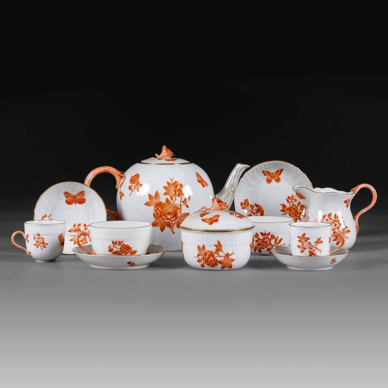 Servizio da tè e da caffè Queen Victoria Hèdervàry Herend, fine del XX  secolo - Asta L'Art de la Table - Cambi Casa d'Aste