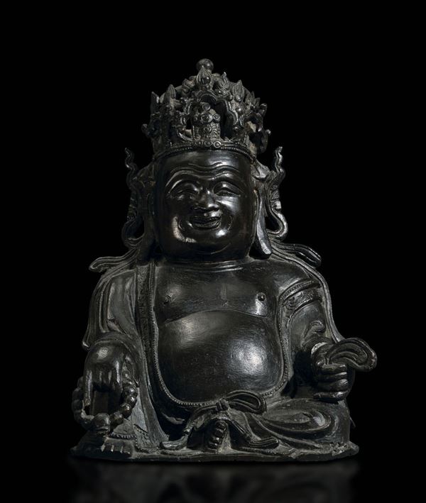 A bronze Budai, China, Ming Dynasty, late 1500s