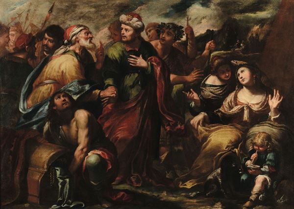 Giovanni Andrea Carlone - Giovanni Andrea Carlone (Genova 1626-1697) Rachele nasconde gli idoli a Labano
