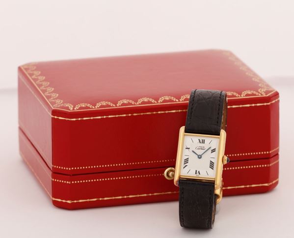 CARTIER - Fine yellow gold wristwatch with original box and guarantee.
