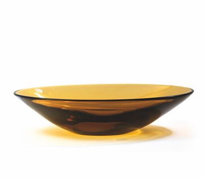 Flavio Poli, Coppa ovale in vetro sommerso pagliesco (Seguso Vetrie d’Arte, Murano), 1950 ca.