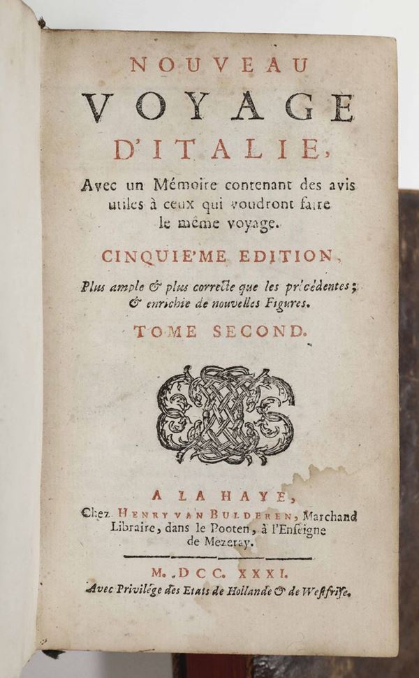 (Misson, Francois Maximilien) Nouveau Voyage d'Italie..Cinquieme edition..A la Haye, 1731