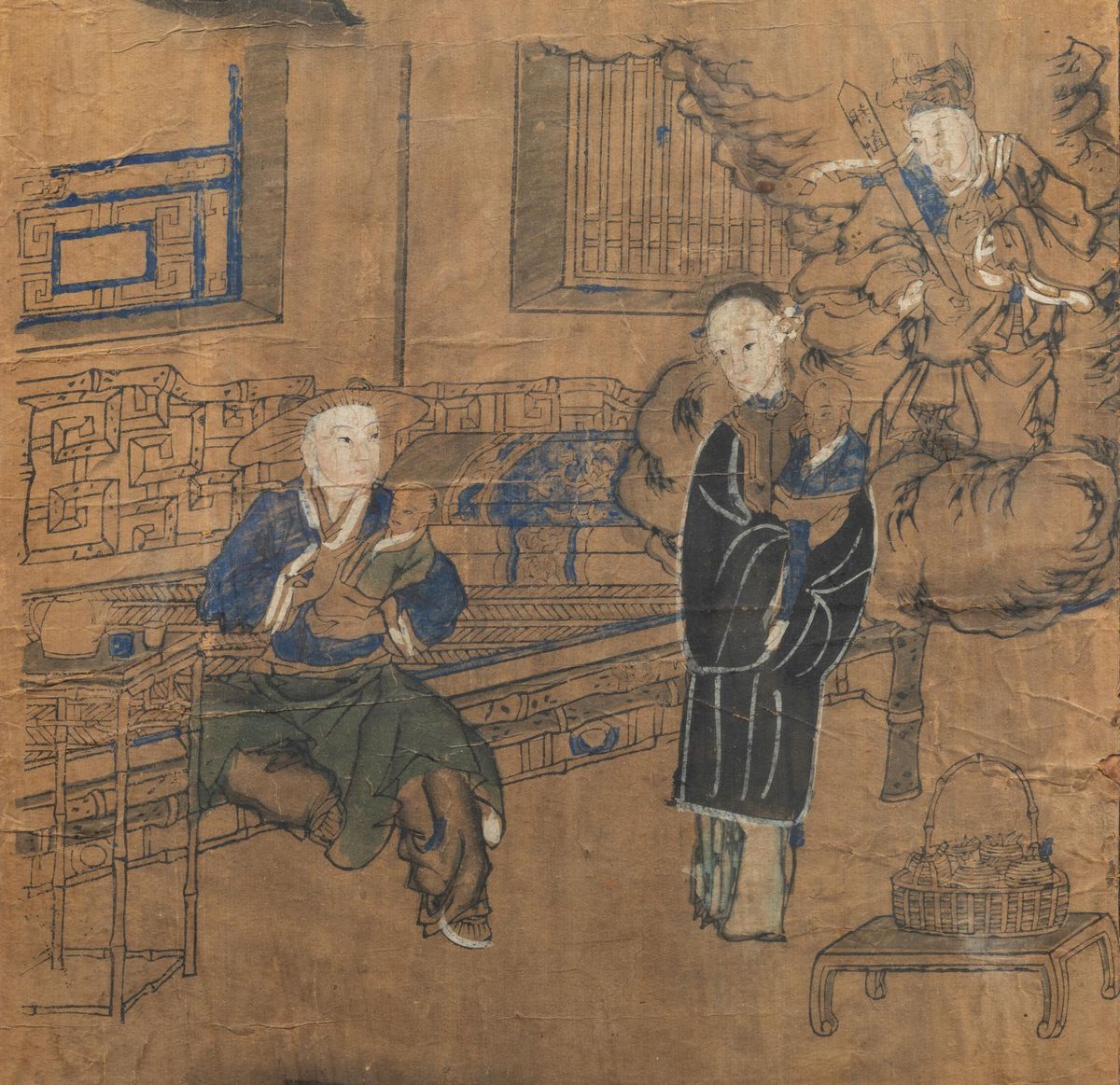 Dipinto su Carta Raffigurante Scene di Vita Comune, Cina, Dinastia Qing, XIX Secolo