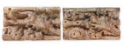 Coppia di Fregi Fitoformi. Arte Tardo Gotica, Italia del Nord, XV Secolo