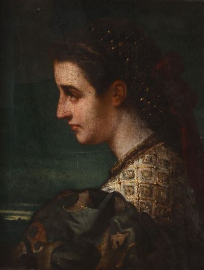 Pittore del XIX Secolo Profilo Femminile