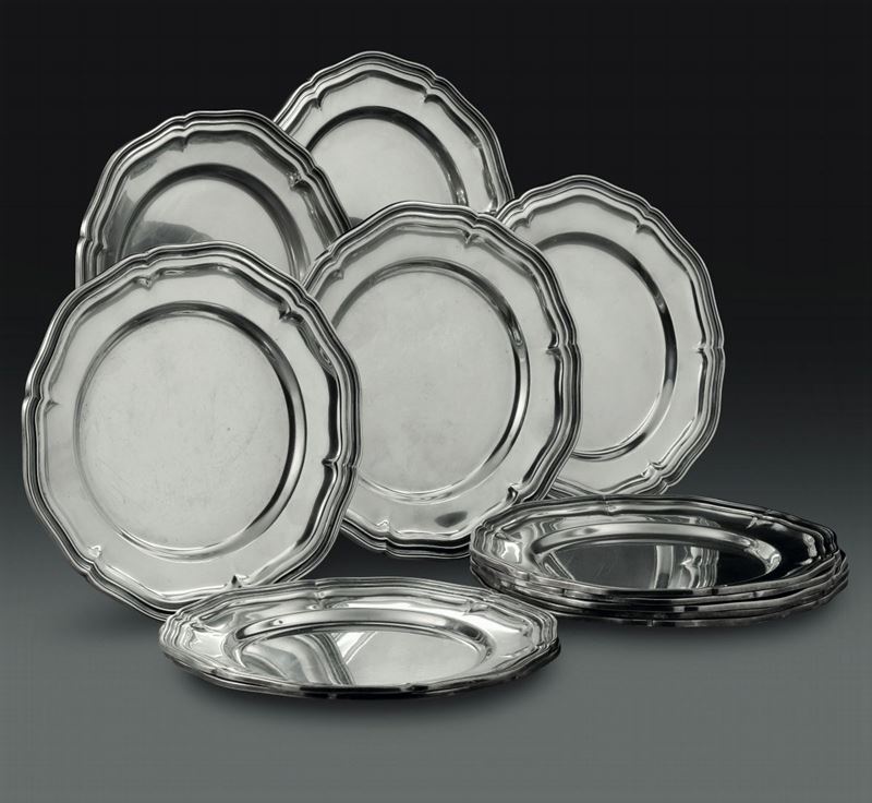 Dodici piattini in argento. Manifattura italiana del XX secolo  - Auction L'Art de la Table - Cambi Casa d'Aste