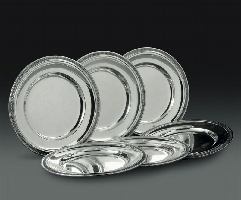 Sei piatti in argento. Argenteria italiana del XX secolo  - Asta L'Art de la Table - Cambi Casa d'Aste
