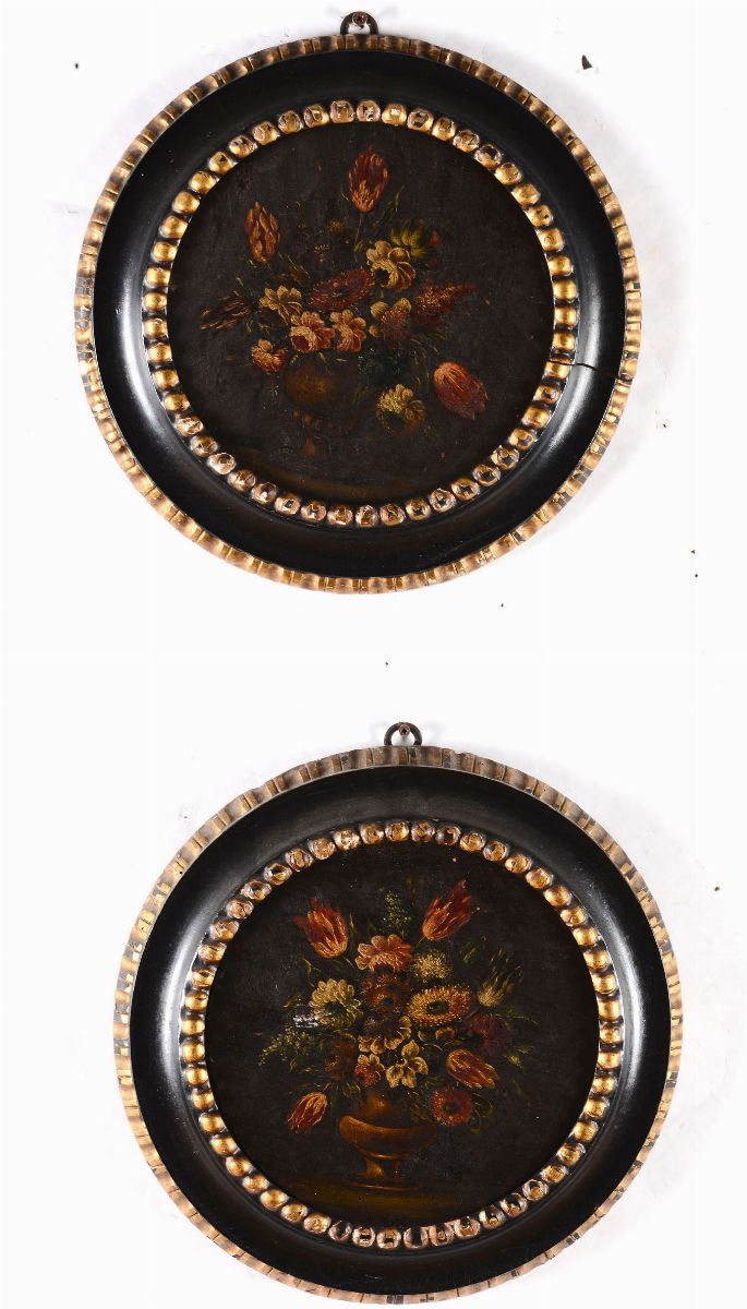Scuola italiana del XVIII secolo Nature morte con vasi di fiori  - Auction Old Master Paintings - Cambi Casa d'Aste