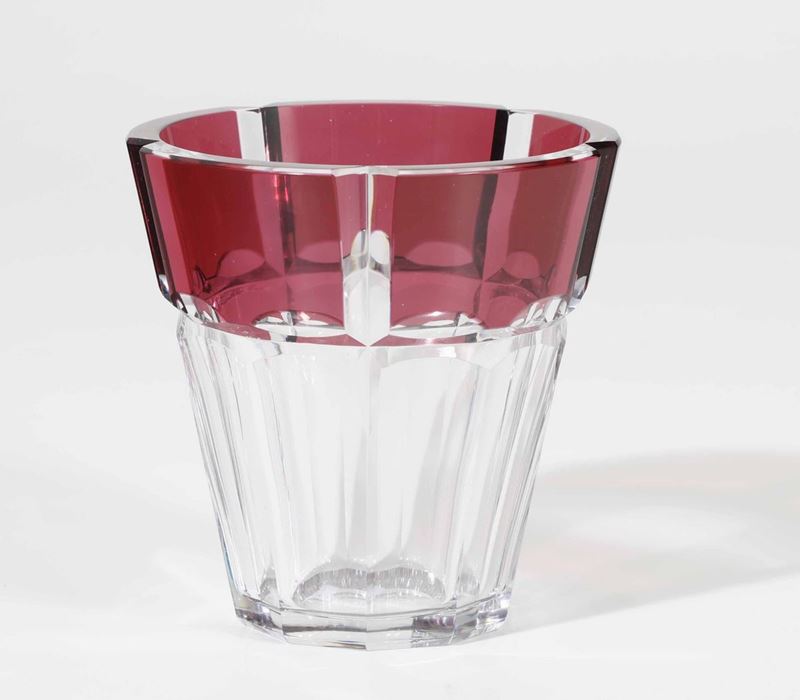 Vaso troncoconico con inserti in vetro rosso a 10 facce  - Auction Timed Auction | Fine Art October - Cambi Casa d'Aste