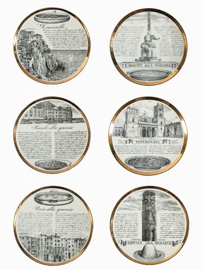 Piero Fornasetti, Sei piatti della serie Specialità della cucina italiana