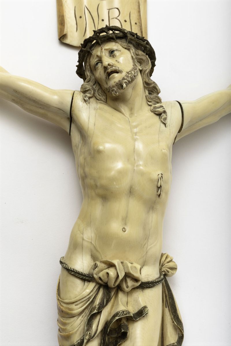 Cristo Vivo. Avorio con Tracce di Cromia. Siglato e Datato sul Vetro del Perizoma Ac . F. Anno 16...