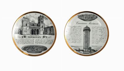 Piero Fornasetti, Piatti della serie “Specialità della cucina italiana” (Milano, 1950 ca.), set d...