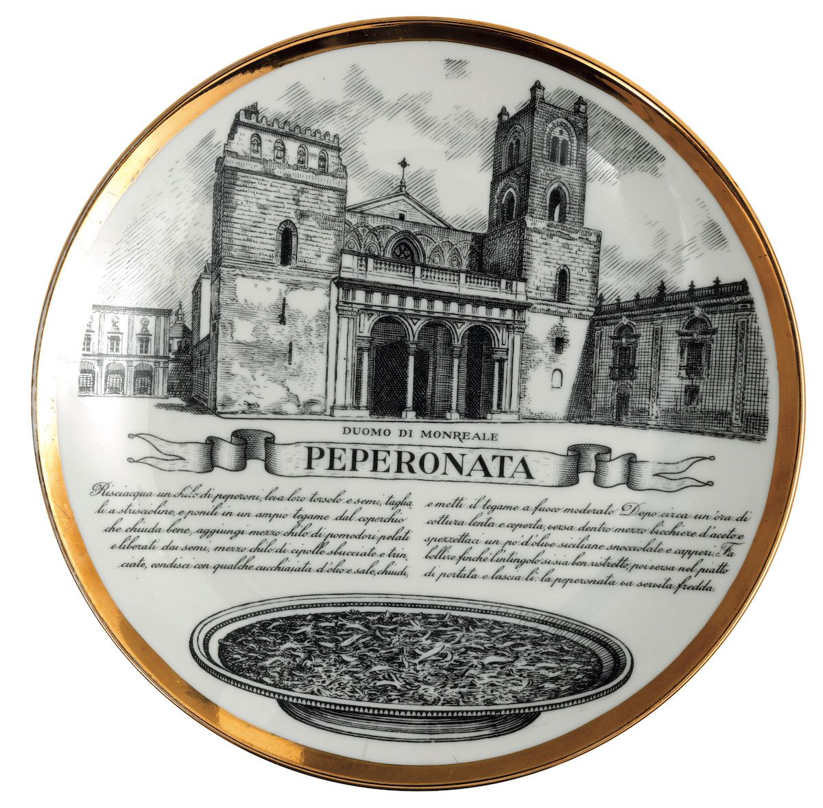 Piero Fornasetti, Piatti della serie “Specialità della cucina italiana” (Milano, 1950 ca.), set d...