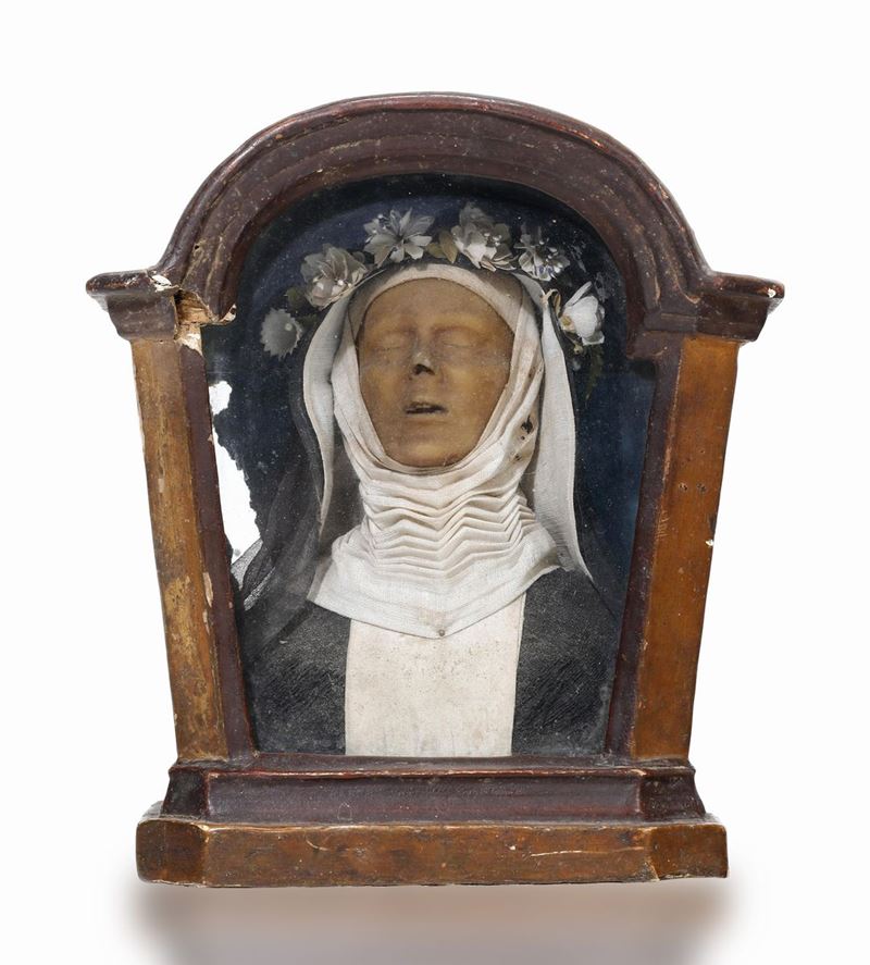 A wax abbess within a wooden case  - Auction Sculptures and works of art - Cambi Casa d'Aste