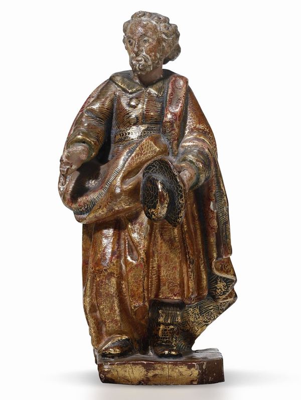 San Giacomo da Compostela. Legno policromo e dorato. Arte spagnola del XVI secolo. Scuola di Valladolid