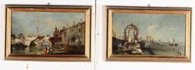 Pittore del XIX Secolocoppia di Paesaggi Veneziani