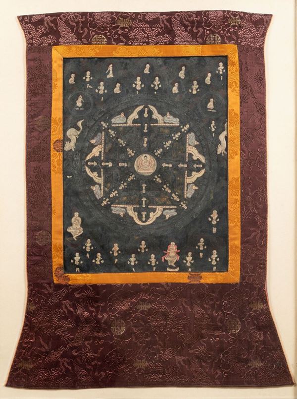 A silk Thangka, Tibet, 1800s