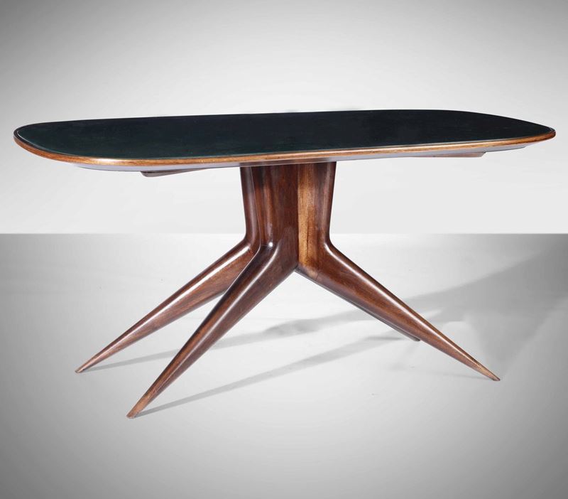 Tavolo con struttura in legno e piano in vetro.  - Asta Design Lab - Cambi Casa d'Aste