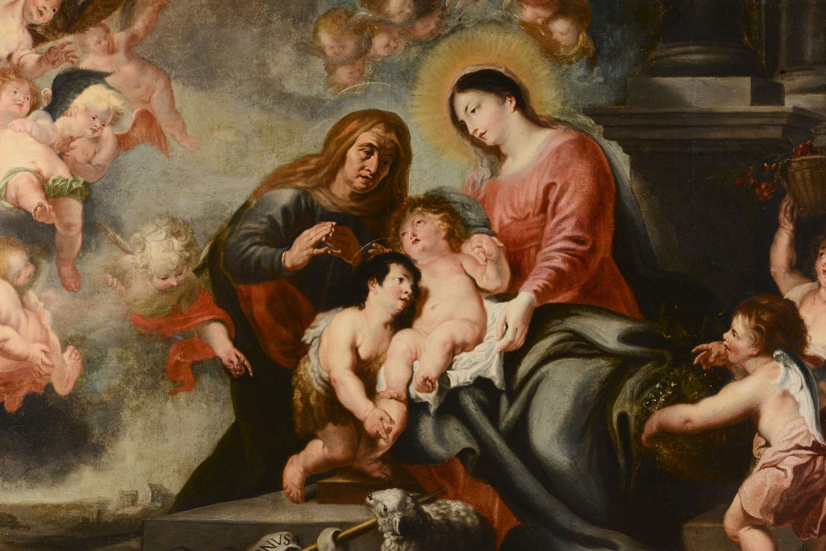 Christian Georg Schütz - Cornelis Schut (anversa 1597-1655) Vergine con il Bambino e Sant'anna