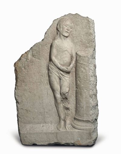 Altorilievo in Marmo Raffigurante Â€œcristo alla Colonnaâ€, Scultore Rinascimentale di Ambito Ga...