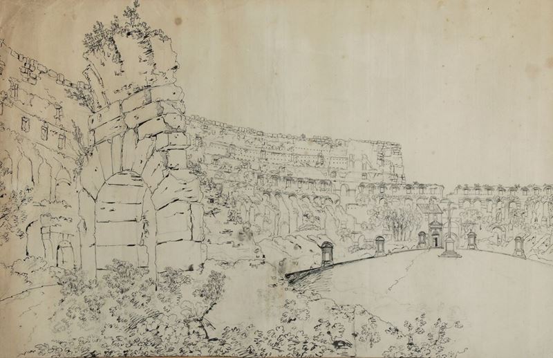 Anonimo della fine del XVIII secolo Veduta del Colosseo  - Asta Dipinti Antichi | Asta a Tempo - Cambi Casa d'Aste