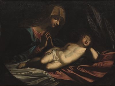 Guido Reni (bologna 1575-1642), Copia Damadonna con Bambino Dormiente