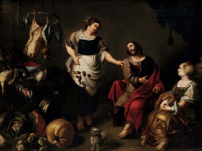 Adriaen Van Utrecht (anversa 1599-1652) e Erasmo II Quellyn (anversa 1607–1678) Gesù in Casa di M...