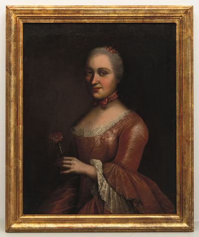 Scuola Veneta del XVIII Secoloritratto di Gentildonna con Fiore
