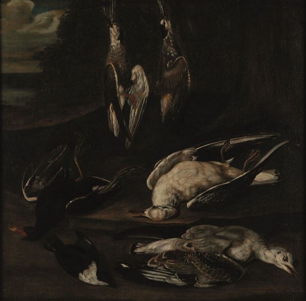 Hans Bollongier (Haarlem 1600-1645) Natura morta con cacciagione