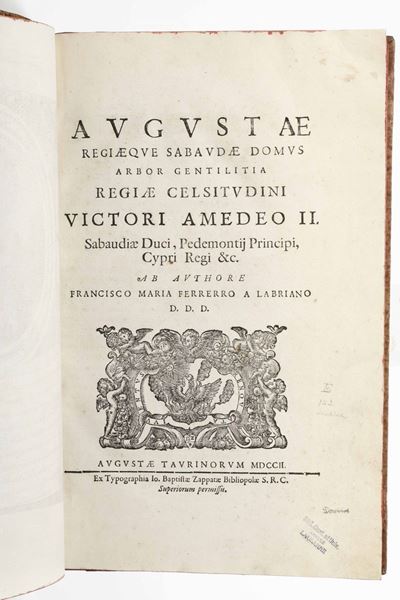 Ferrerro, Francisco Mariaaugustae Regiaeque Sabaudea Domus Arbor Gentilitia Regiae Celsitudini Vi...