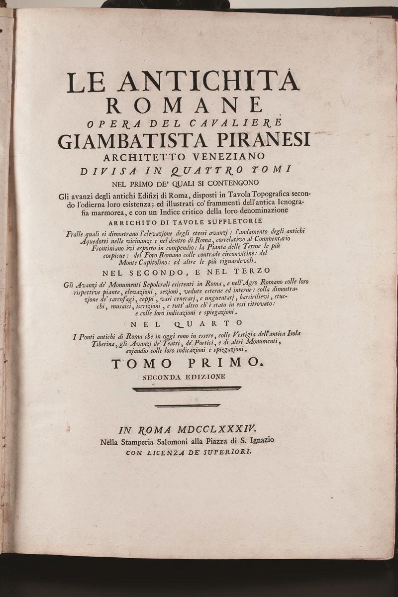 Piranesi, Giovanni Battista ( Mogliano Veneto, 1720 - Venezia, 1778)diciannove Tomi Dell'opera In...