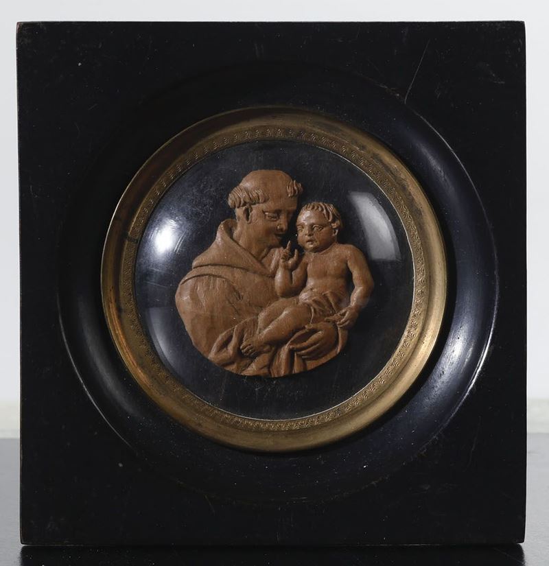A wooden St. Anthony relief, Turin, early 1800s  - Auction Sculptures and works of art - Cambi Casa d'Aste
