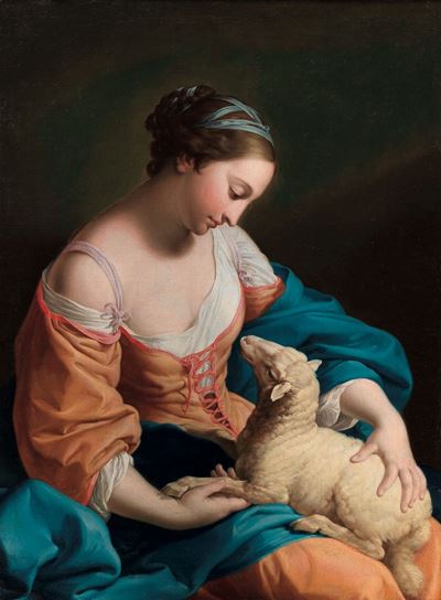 Pompeo Batoni (lucca 1708 - Roma 1787) e Studio Sant’agnese o Allegoria della Mansuetudine