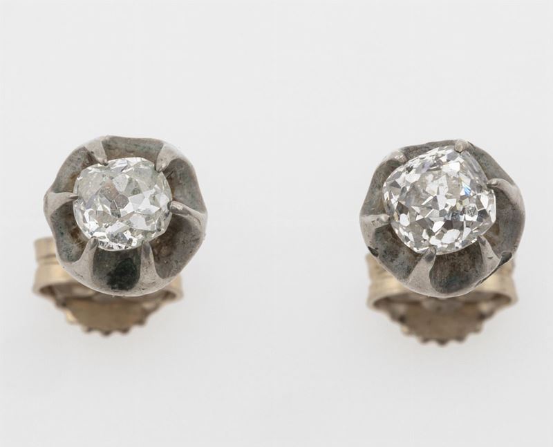 Orecchini con diamanti di vecchio taglio  - Auction Jewels - Timed Auction - Cambi Casa d'Aste