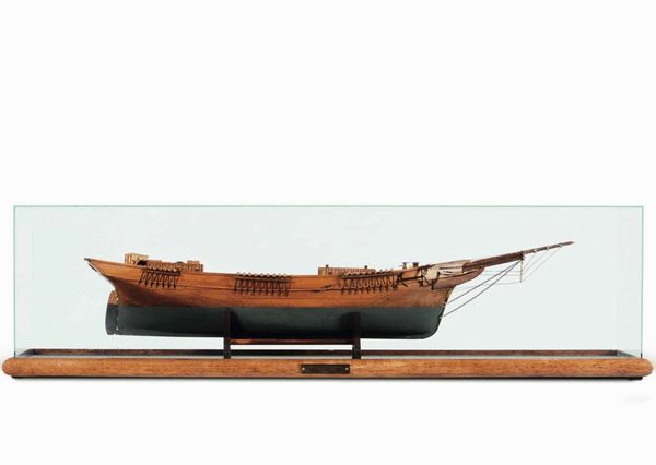 Modello di brigantino a palo in teca, XX secolo