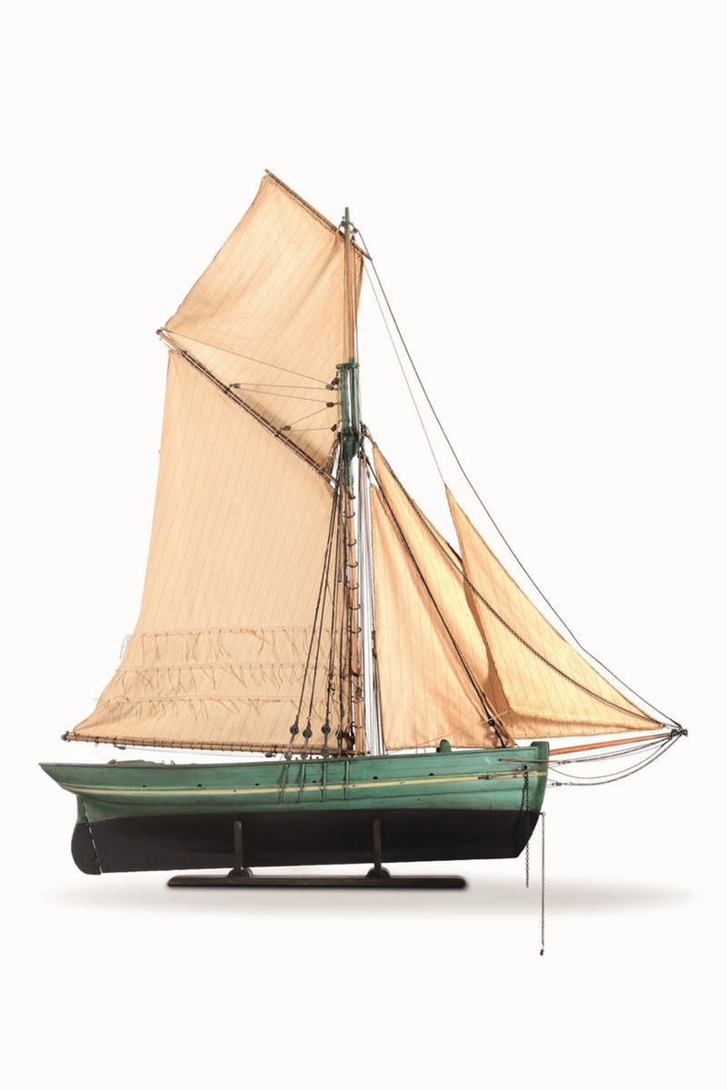 Modellino di tartana con vela, XX secolo  - Asta Arte Marinara - Cambi Casa d'Aste
