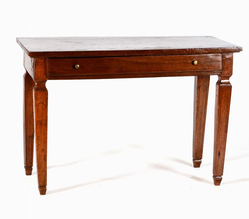 Tavolino ad un cassetto in legno, XX secolo  - Asta Antiquariato II - Asta a Tempo - Cambi Casa d'Aste