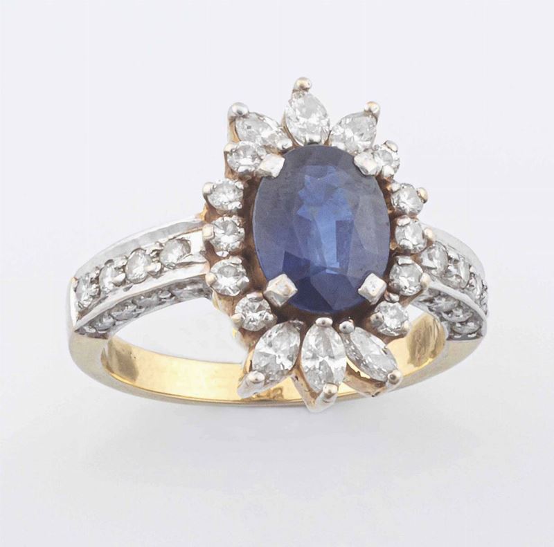 Anello con zaffiro e diamanti  - Auction Jewels - Timed Auction - Cambi Casa d'Aste