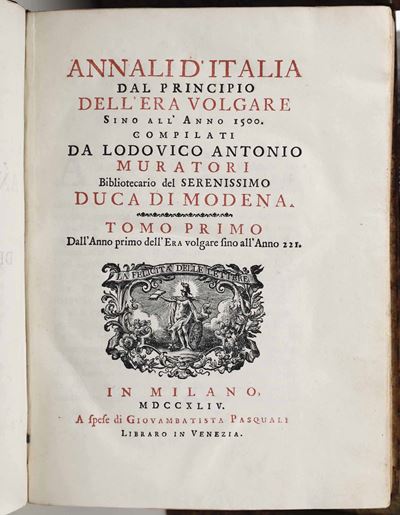Muratori, Annali d'Italia, Milano, Pasquali, 1744-1749, dodici volumi