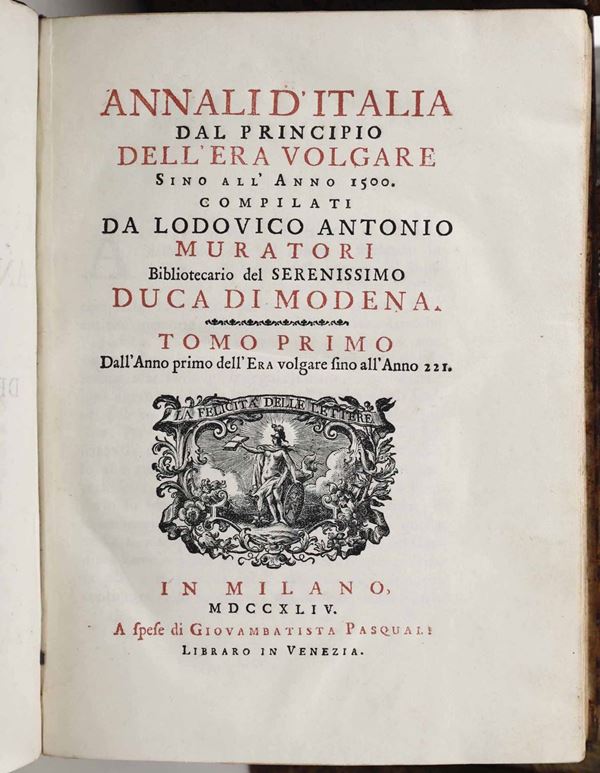 Muratori, Ludovico Antonio Annali d'Italia..Milano,Pasquali,1744-1749