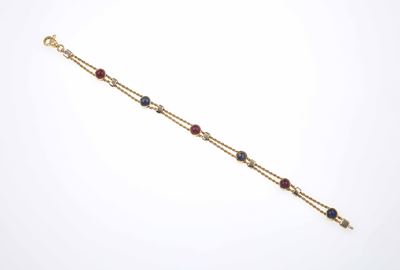 Bracciale con Rubini e Zaffiri Taglio Cabochon