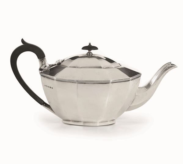 An oval silver tea pot, Sheffield, 1934