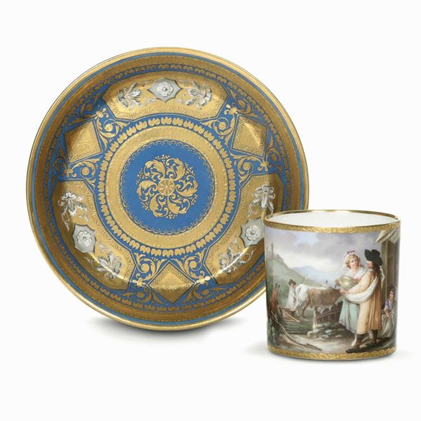 Una tazza e un piattino Vienna, Manifattura Imperiale, periodo Sorgenthal, 1801-1805