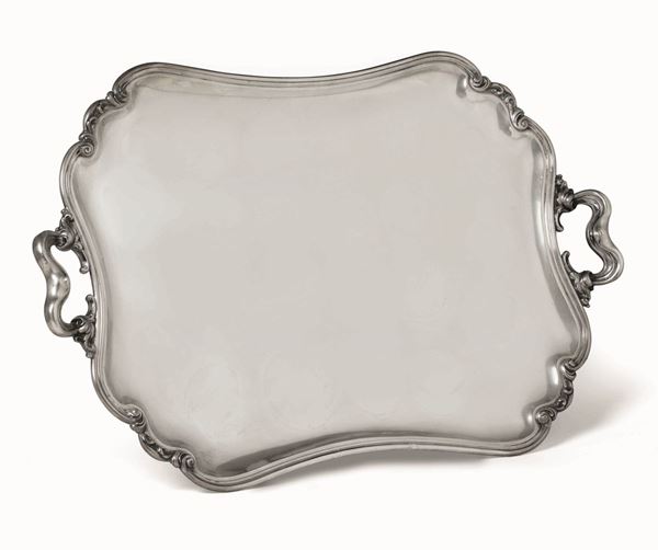 A two-handle silver tray, Italy, 1900s