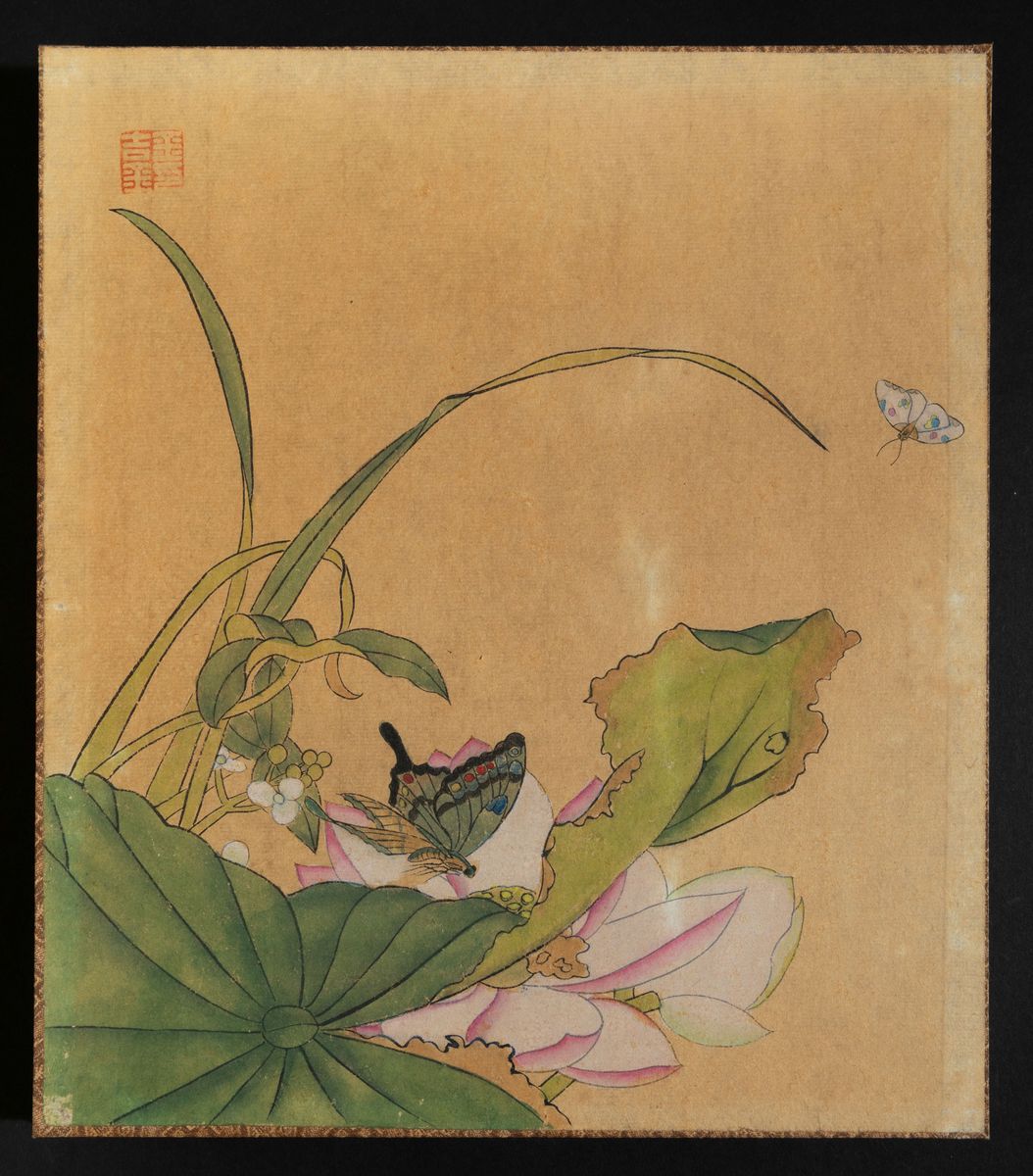 Dieci Disegni su Carta Raffiguranti Soggetti Naturalistici con Fiori, Insetti e Iscrizioni, Cina,...