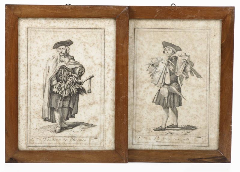 Antichi mestieri - Francia Vendeur de brosses - La mort aux rats..Francia, Secolo XVIII  - Auction Engravings, Views, Maps and Rare Books - Cambi Casa d'Aste