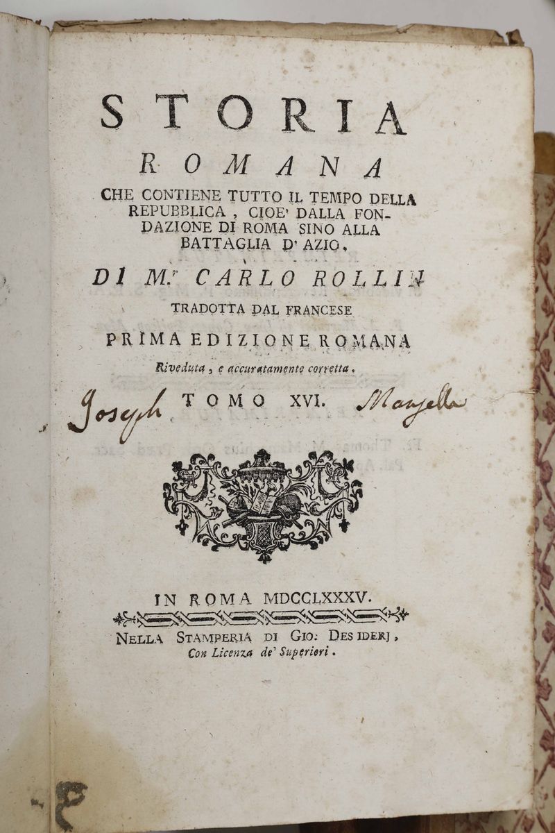 Rollin, Carlostoria degli Imperatori Romani da Augusto Fino a Costantino...in Roma, Stamperia di ...